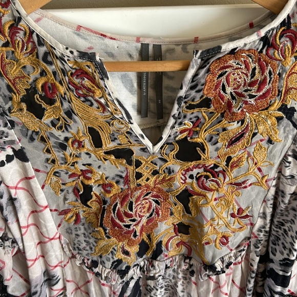 Anthropologie Mathilda Balloon Sleeve Mixed Print Blouse Size XSmall Floral Boho - Picture 3 of 11